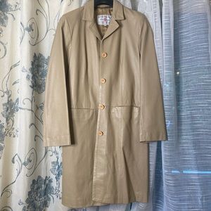Vintage Giorgio 1966 Leather Factory Trench Coat. Size: 44.